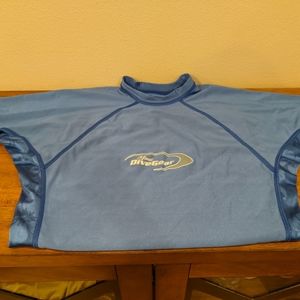 Maui Dive Gear blue with floral rash guard short sleeve
